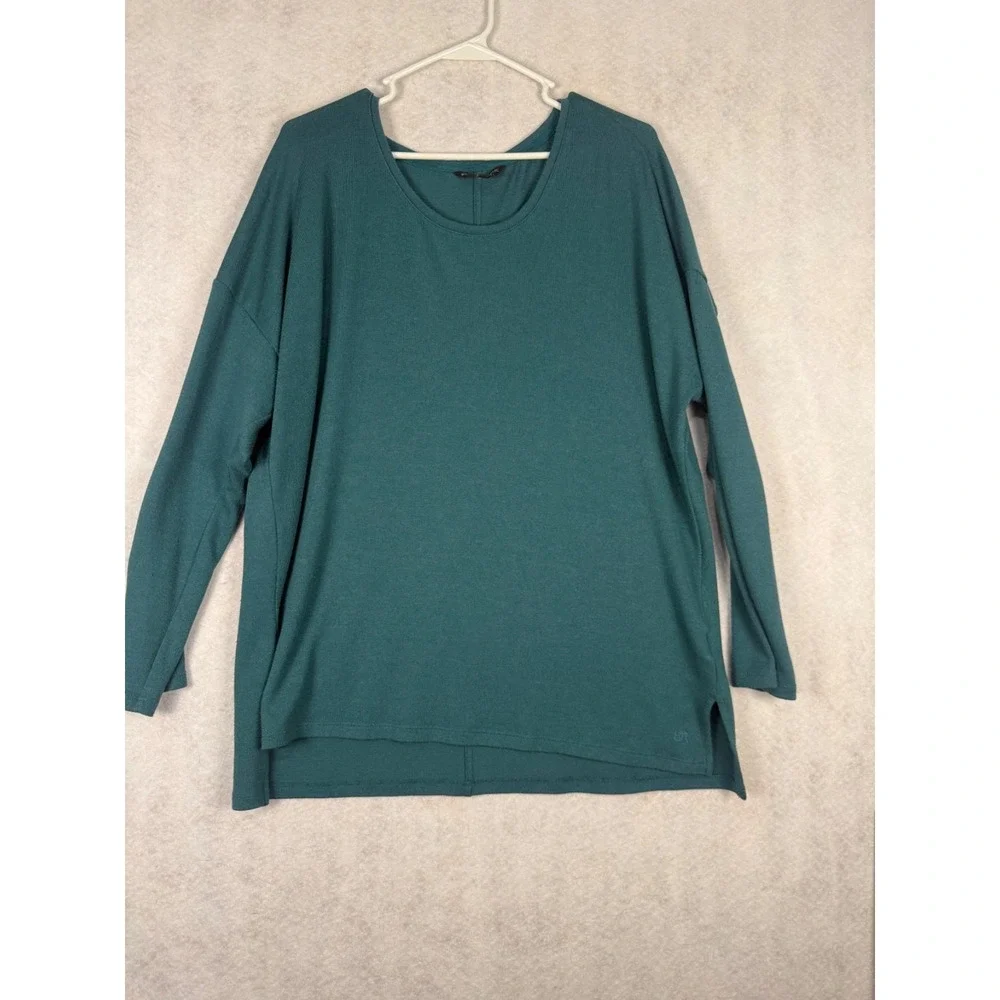 Banana Republic Women's XL Green Knit Tunic Top Long Sleeve Hi Low Stretch Casua